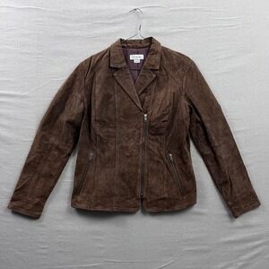 Ariat Womens Brown Pig Leather Suede Zip Front Moto Western Jacket XL RN 105037
